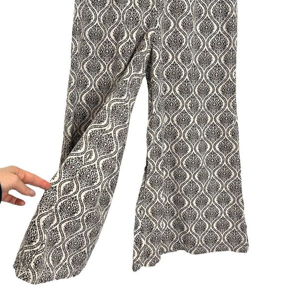 Westside Wide Leg Flowy Boho Pants Linen Cotton Cream Gray Print Flared Palazzo - Picture 15 of 15